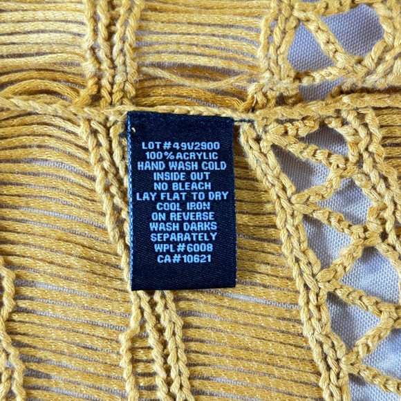 Rock & Roll Cowgirl Mustard Yellow Macrame Fringe Vest Longline Boho Women's L - Picture 4 of 13